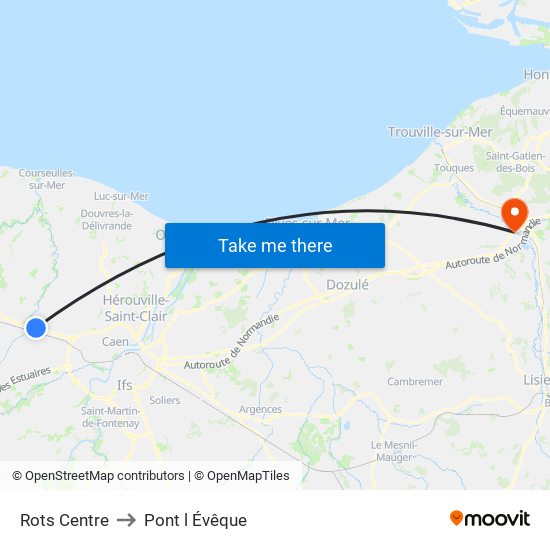 Rots Centre to Pont l Évêque map