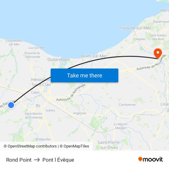 Rond Point to Pont l Évêque map