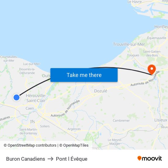 Buron Canadiens to Pont l Évêque map