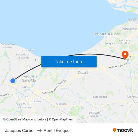 Jacques Cartier to Pont l Évêque map