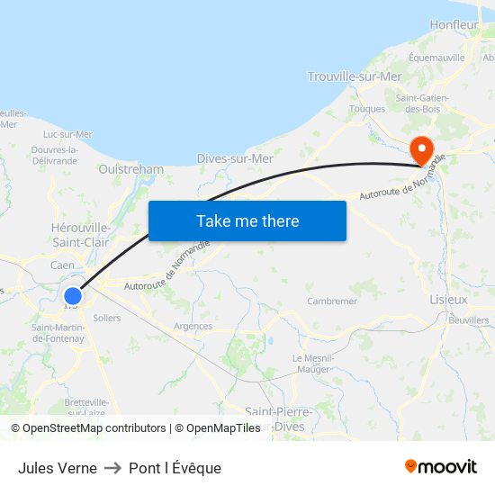 Jules Verne to Pont l Évêque map