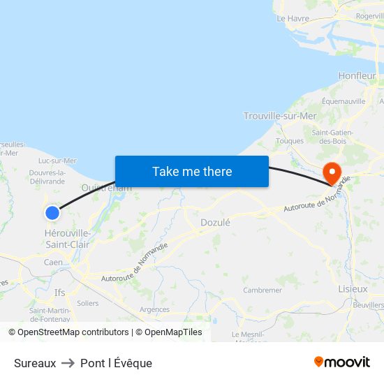 Sureaux to Pont l Évêque map