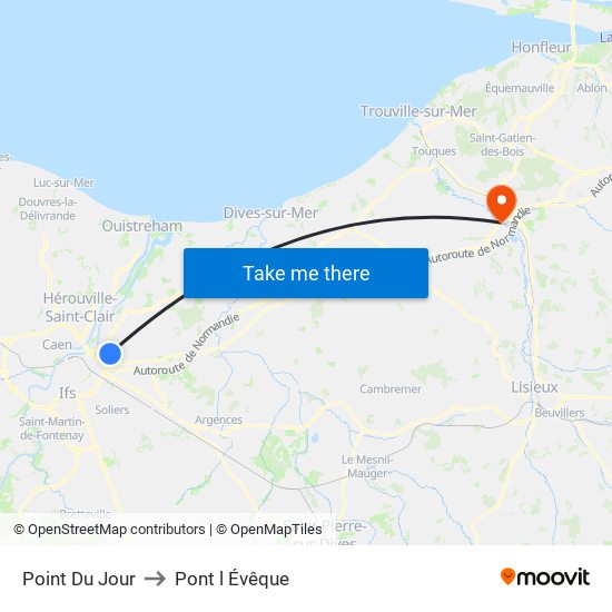 Point Du Jour to Pont l Évêque map