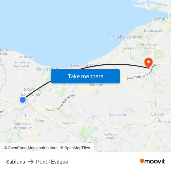 Sablons to Pont l Évêque map