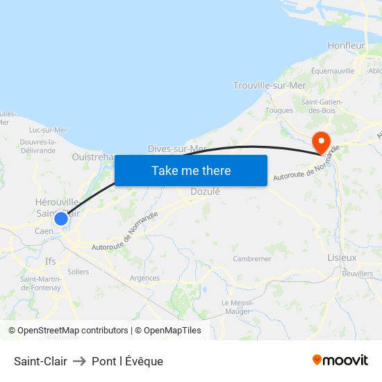 Saint-Clair to Pont l Évêque map