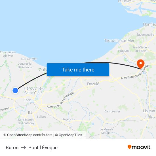 Buron to Pont l Évêque map