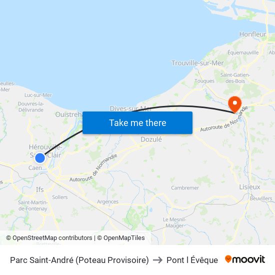 Parc Saint-André (Poteau Provisoire) to Pont l Évêque map
