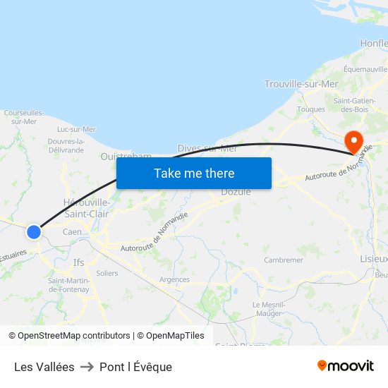 Les Vallées to Pont l Évêque map