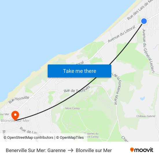 Benerville Sur Mer: Garenne to Blonville sur Mer map