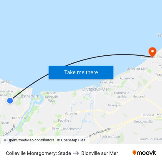 Colleville Montgomery: Stade to Blonville sur Mer map