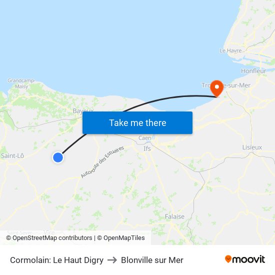 Cormolain: Le Haut Digry to Blonville sur Mer map