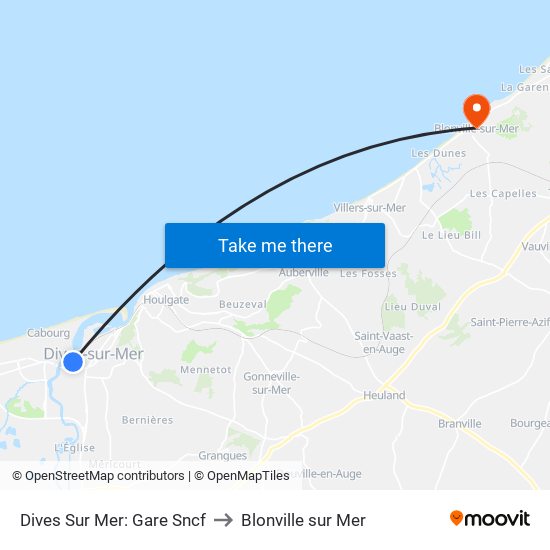 Dives Sur Mer: Gare Sncf to Blonville sur Mer map