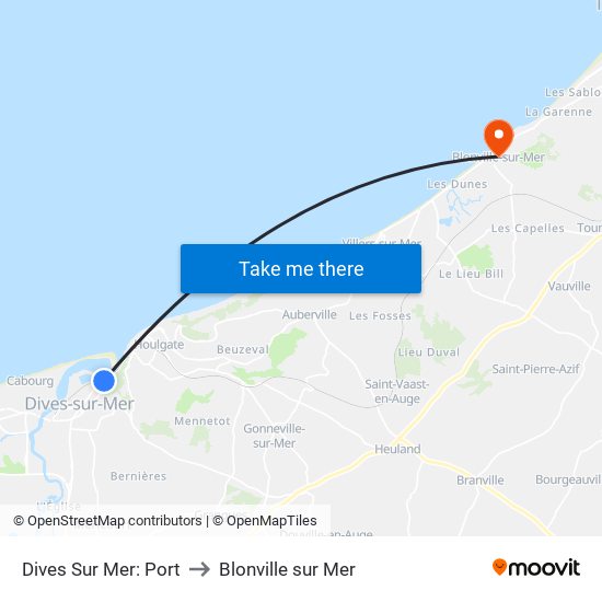 Dives Sur Mer: Port to Blonville sur Mer map