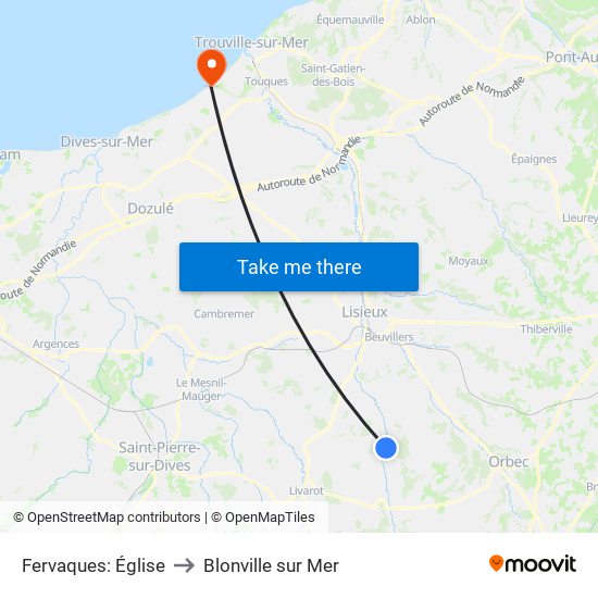 Fervaques: Église to Blonville sur Mer map