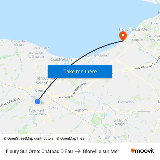 Fleury Sur Orne: Château D'Eau to Blonville sur Mer map