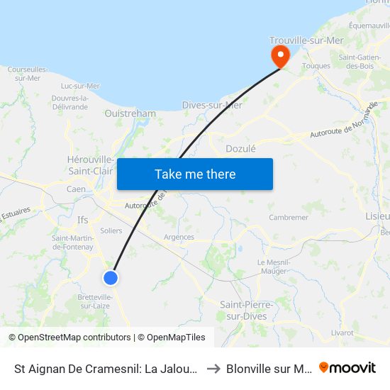 St Aignan De Cramesnil: La Jalousie to Blonville sur Mer map