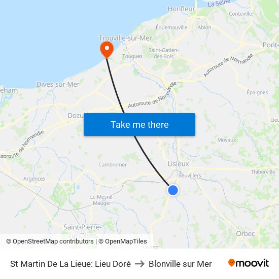 St Martin De La Lieue: Lieu Doré to Blonville sur Mer map