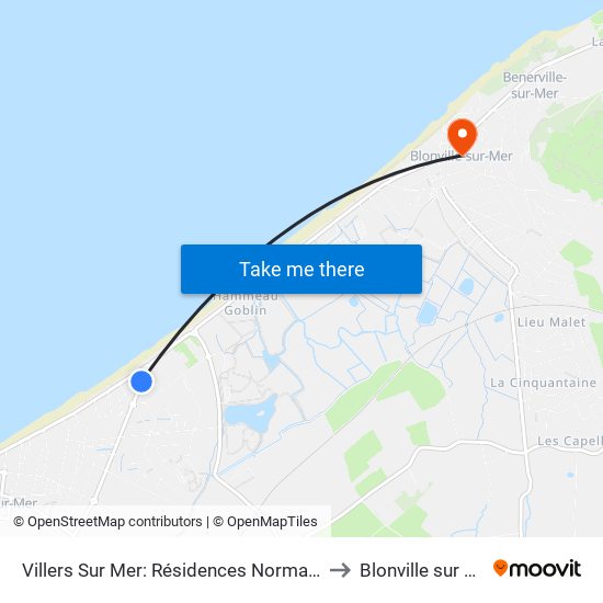 Villers Sur Mer: Résidences Normandes to Blonville sur Mer map