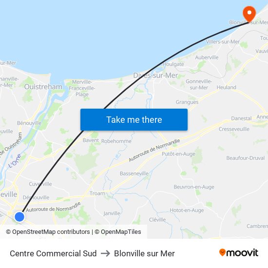 Centre Commercial Sud to Blonville sur Mer map