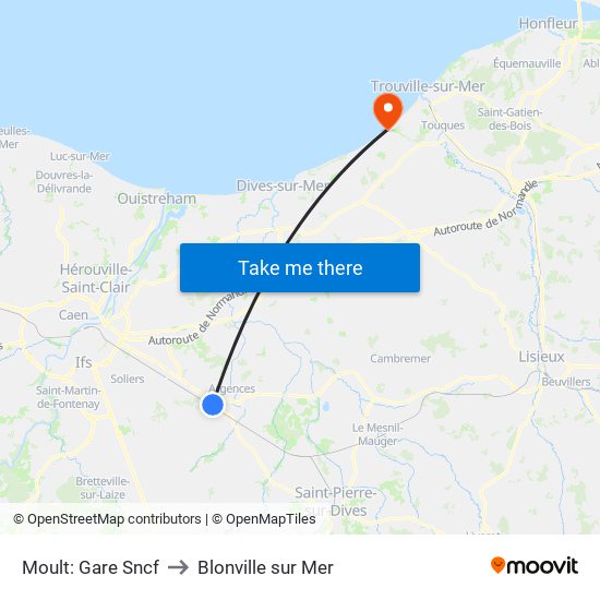 Moult: Gare Sncf to Blonville sur Mer map