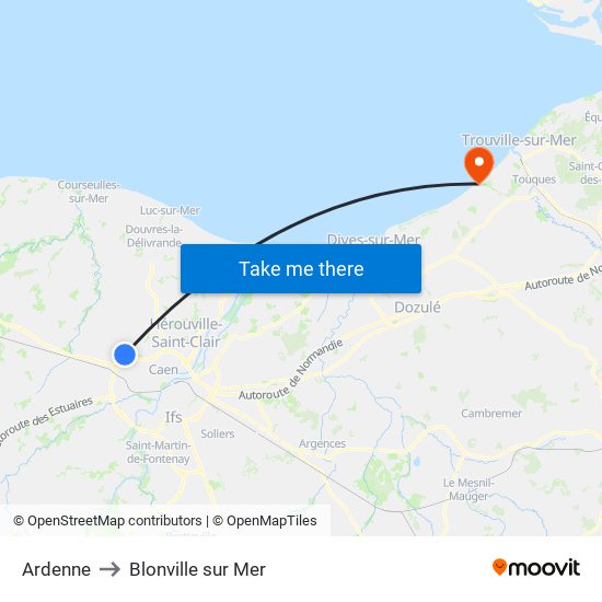 Ardenne to Blonville sur Mer map