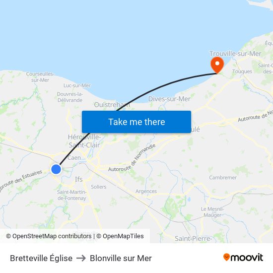 Bretteville Église to Blonville sur Mer map