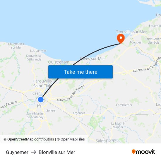 Guynemer to Blonville sur Mer map