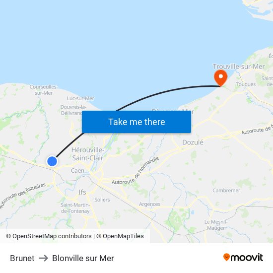 Brunet to Blonville sur Mer map