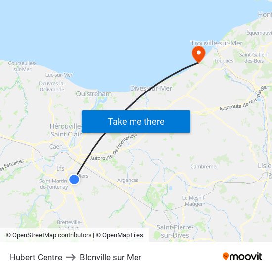 Hubert Centre to Blonville sur Mer map