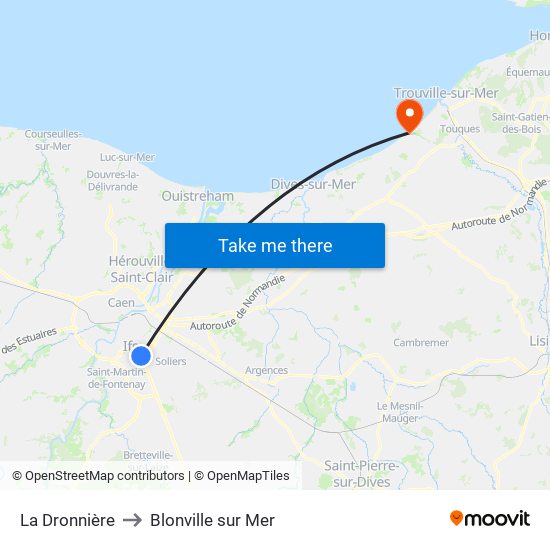 La Dronnière to Blonville sur Mer map