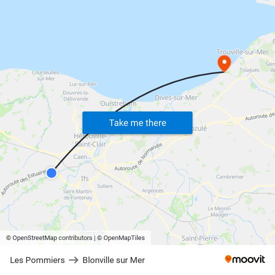 Les Pommiers to Blonville sur Mer map