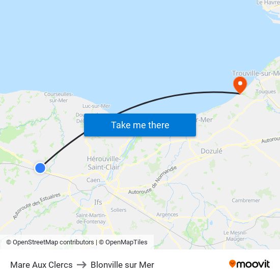 Mare Aux Clercs to Blonville sur Mer map