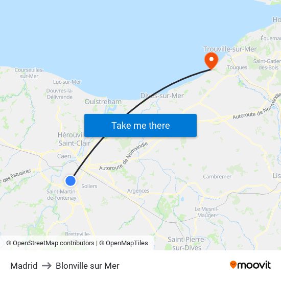 Madrid to Blonville sur Mer map