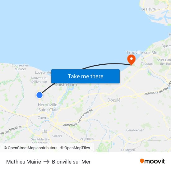 Mathieu Mairie to Blonville sur Mer map