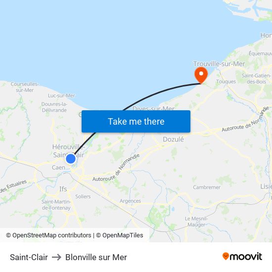 Saint-Clair to Blonville sur Mer map