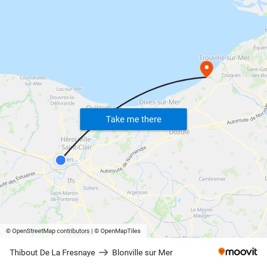 Thibout De La Fresnaye to Blonville sur Mer map