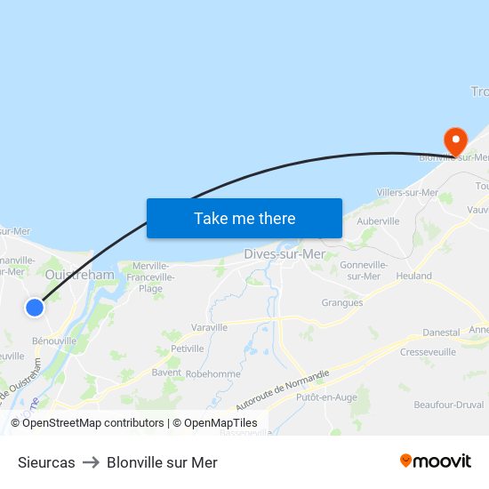 Sieurcas to Blonville sur Mer map