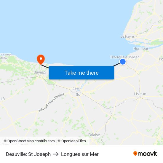 Deauville: St Joseph to Longues sur Mer map