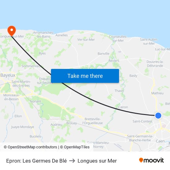 Epron: Les Germes De Blé to Longues sur Mer map