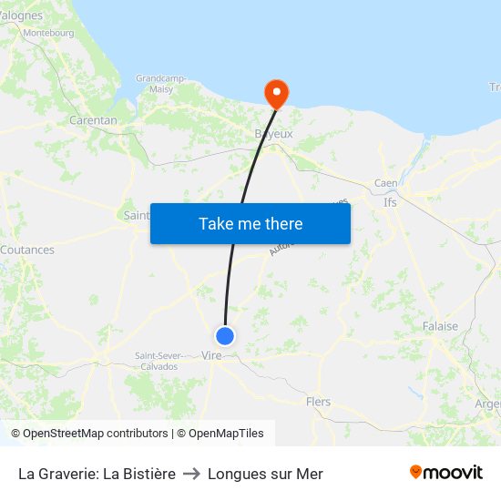 La Graverie: La Bistière to Longues sur Mer map