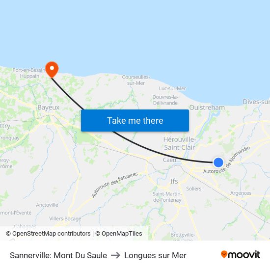 Sannerville: Mont Du Saule to Longues sur Mer map