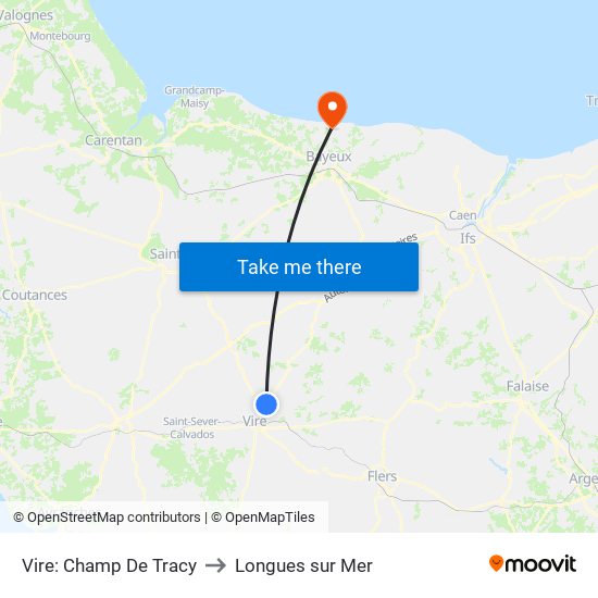 Vire: Champ De Tracy to Longues sur Mer map