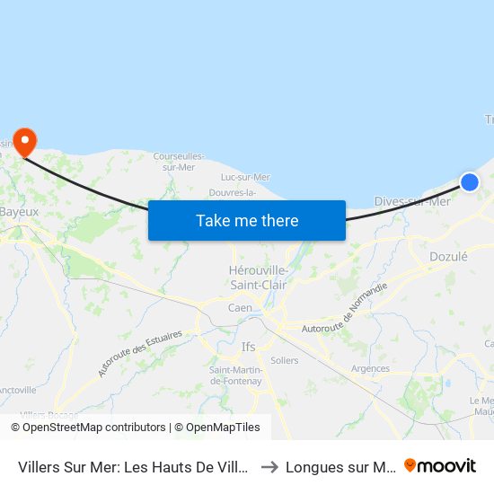 Villers Sur Mer: Les Hauts De Villers to Longues sur Mer map