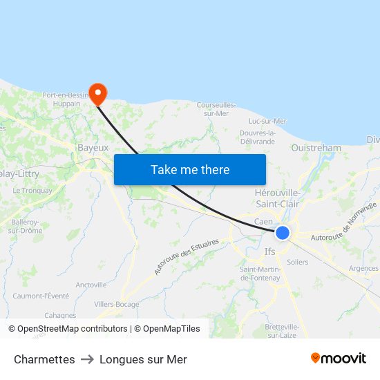 Charmettes to Longues sur Mer map