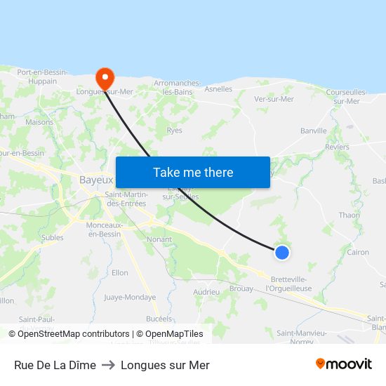 Rue De La Dîme to Longues sur Mer map