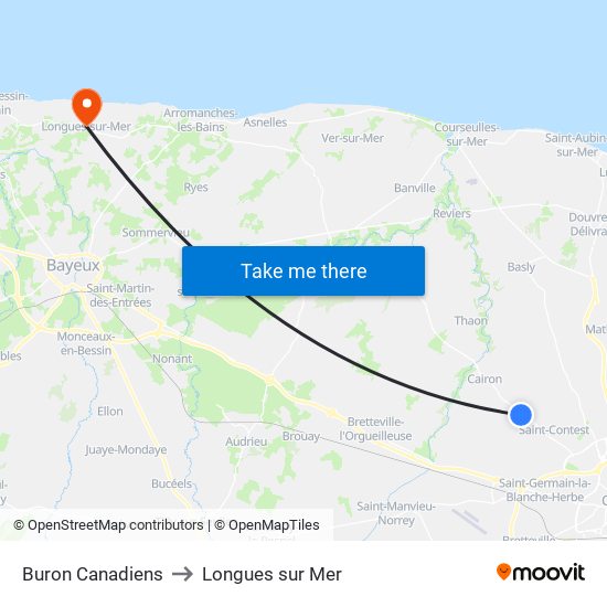 Buron Canadiens to Longues sur Mer map