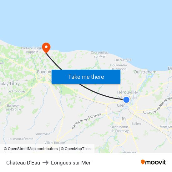 Château D'Eau to Longues sur Mer map