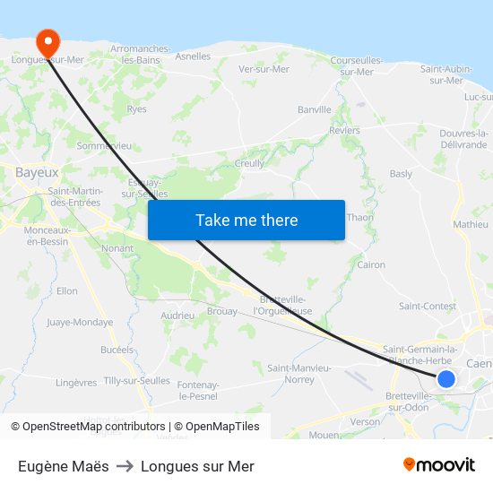 Eugène Maës to Longues sur Mer map