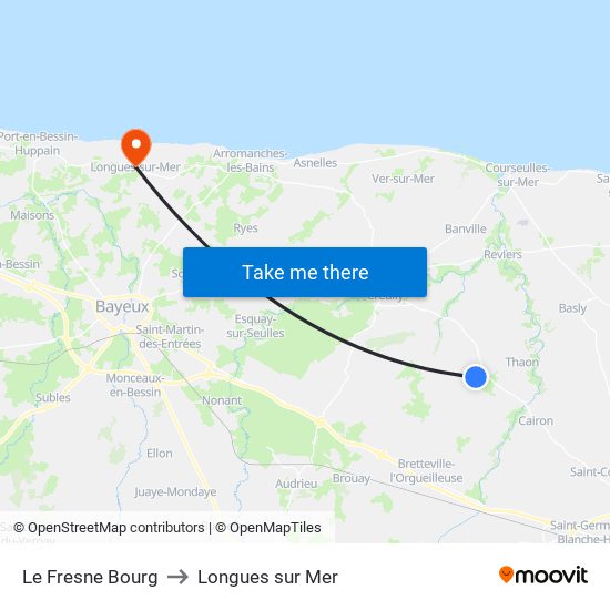 Le Fresne Bourg to Longues sur Mer map