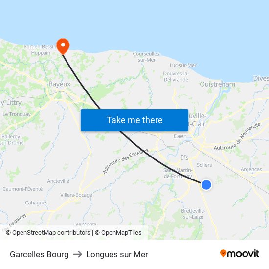 Garcelles Bourg to Longues sur Mer map